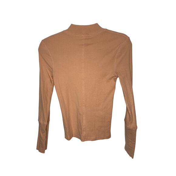 Free People The Rickie Ribbed Knit Top Mock Neck Long Sleeve Rose Smoke Size S - Picture 5 of 8